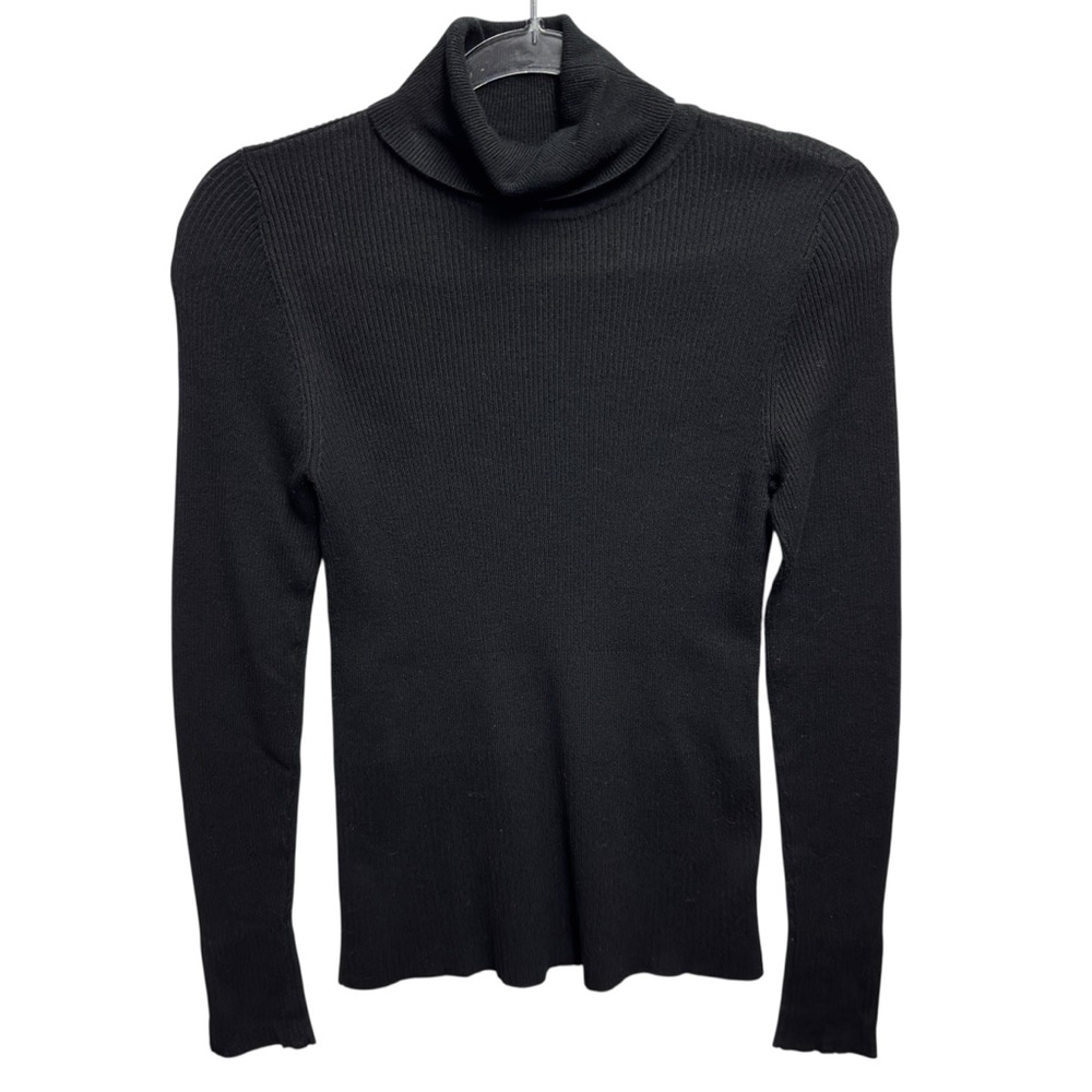Rayon Silky Rib Knit Turtleneck Sweater Pullover - Picture 2 of 7